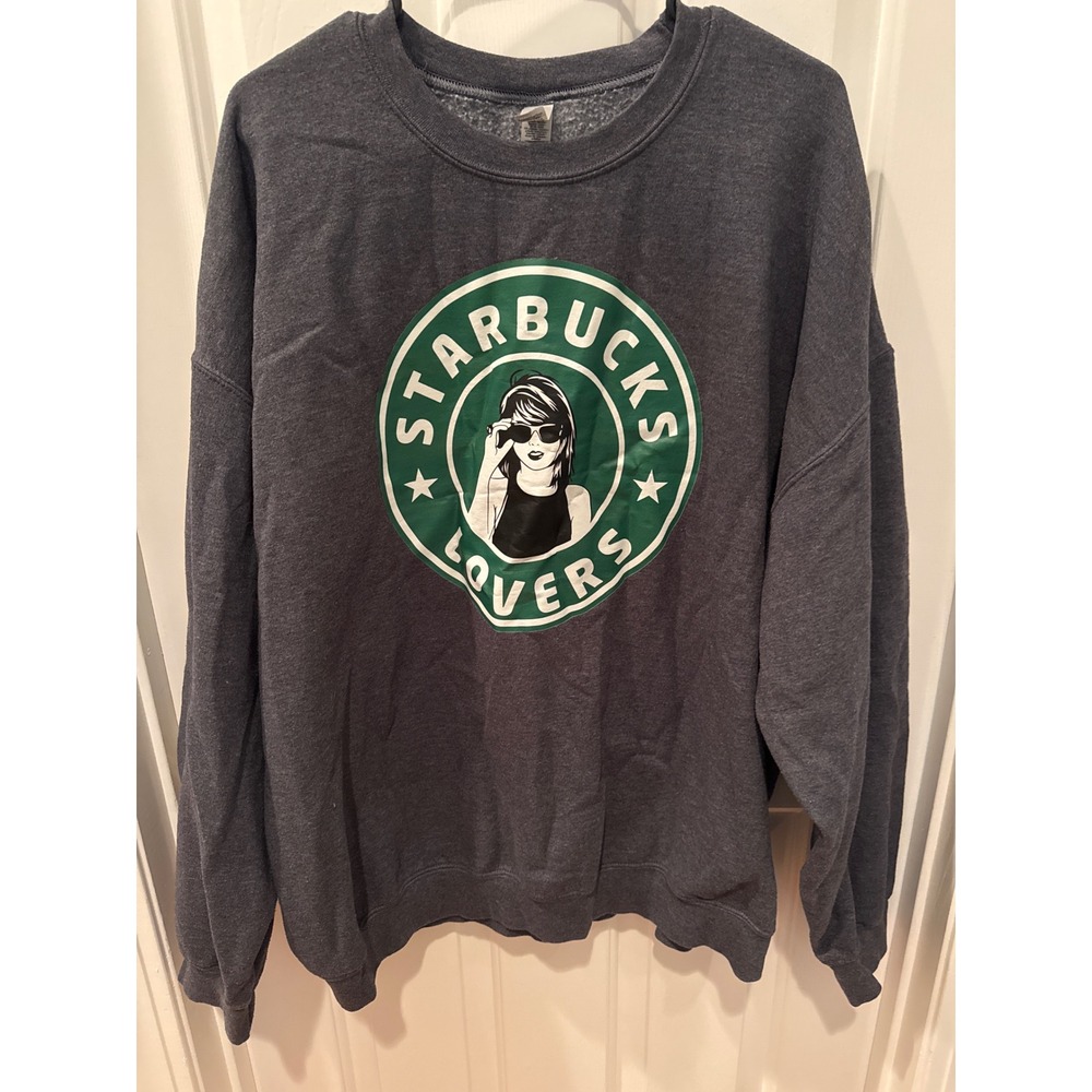 Gildan Starbucks Lovers Taylor Swift Graphic Sweatshirt Charcoal Heather 2XL